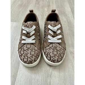 DKNY‎ Kids Brown Signature Logo Print Lace Up Fashion Sneakers Size 7/6